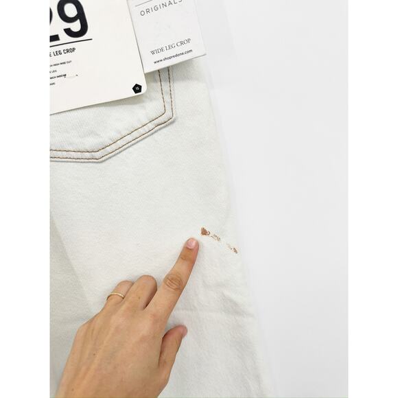 RE/DONE Wide Leg High Rise Raw Hem Bleach Light Wash Crop Jeans Size 29 NWD - Picture 5 of 8